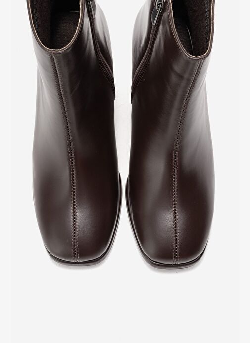 NAPOLI Kahverengi Cilt Hakiki Deri Kadın Kalın Topuklu Bot - Görsel 3