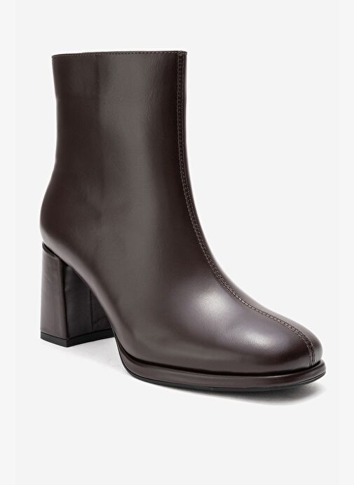 NAPOLI Kahverengi Cilt Hakiki Deri Kadın Kalın Topuklu Bot - Görsel 4