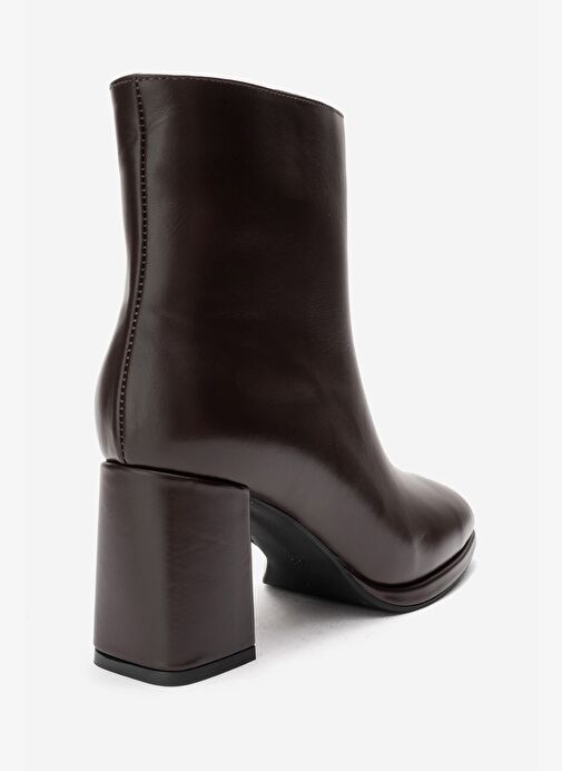 NAPOLI Kahverengi Cilt Hakiki Deri Kadın Kalın Topuklu Bot - Görsel 6