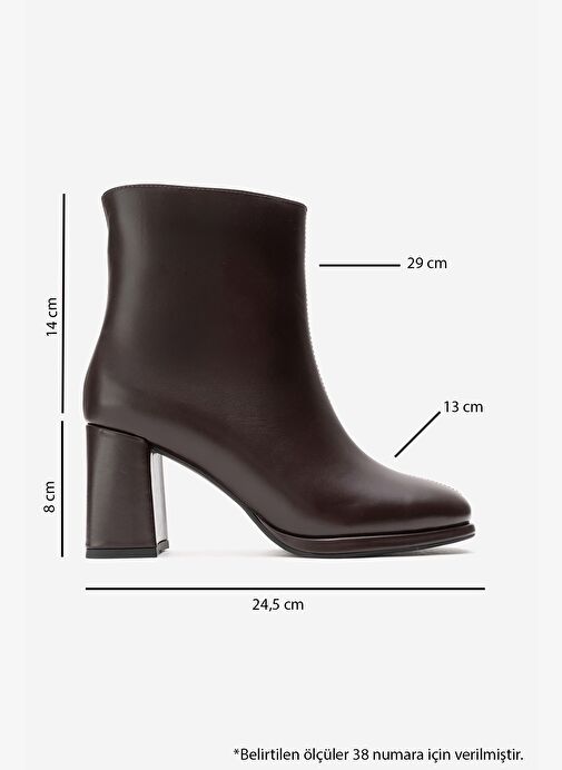 NAPOLI Kahverengi Cilt Hakiki Deri Kadın Kalın Topuklu Bot - Görsel 7