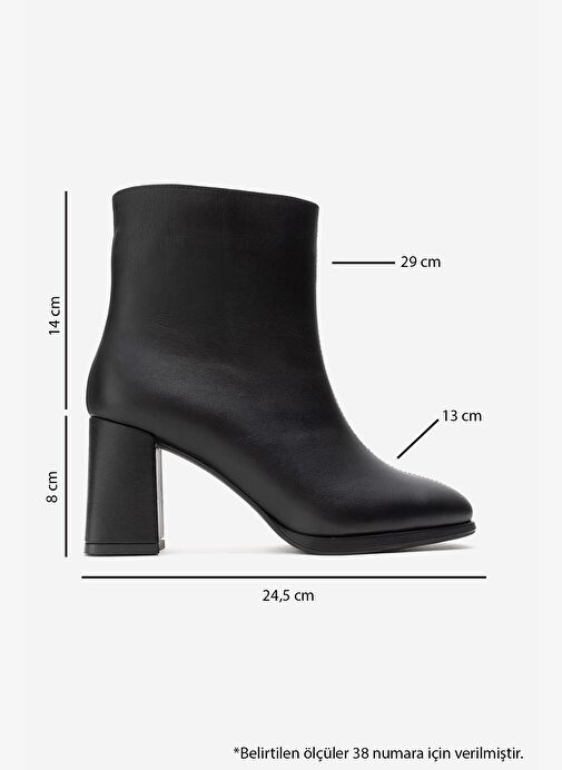 NAPOLI Siyah Cilt Hakiki Deri Kadın Kalın Topuklu Bot - Görsel 7
