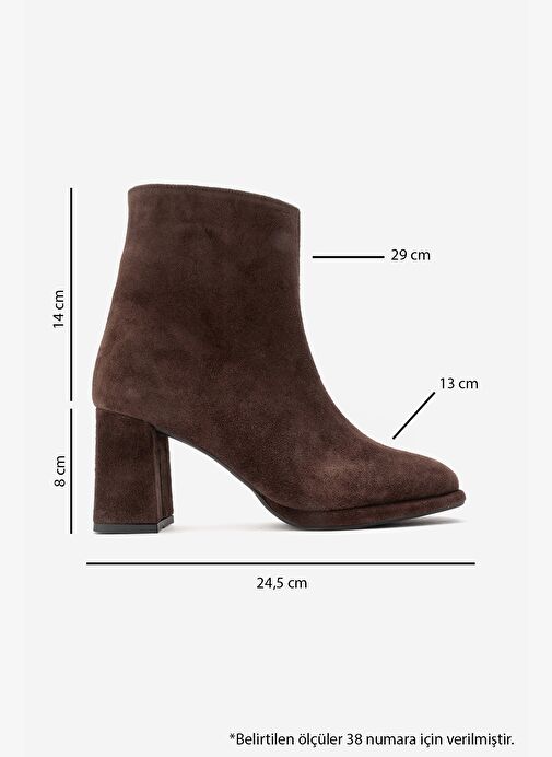 NAPOLI Kahverengi Süet Hakiki Deri Kadın Kalın Topuklu Bot - Görsel 7