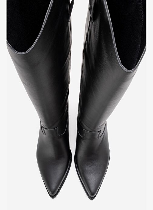 ANIA Siyah Cilt Hakiki Deri Kadın Western Çizme - Görsel 3