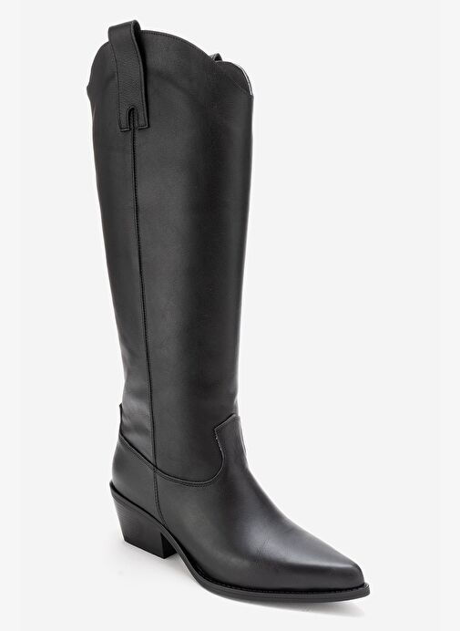 ANIA Siyah Cilt Hakiki Deri Kadın Western Çizme - Görsel 9