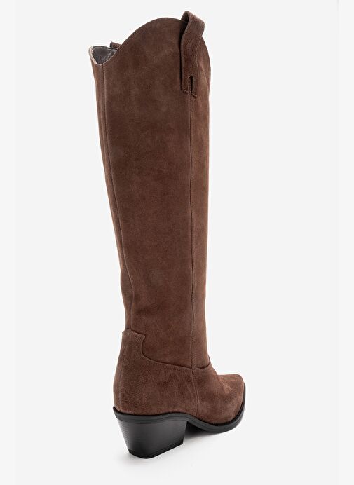ANIA Kahverengi Süet Hakiki Deri Kadın Western Çizme - Görsel 8