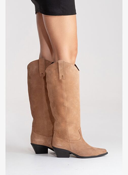 ANIA Toprak Süet Hakiki Deri Kadın Western Çizme - Görsel 6