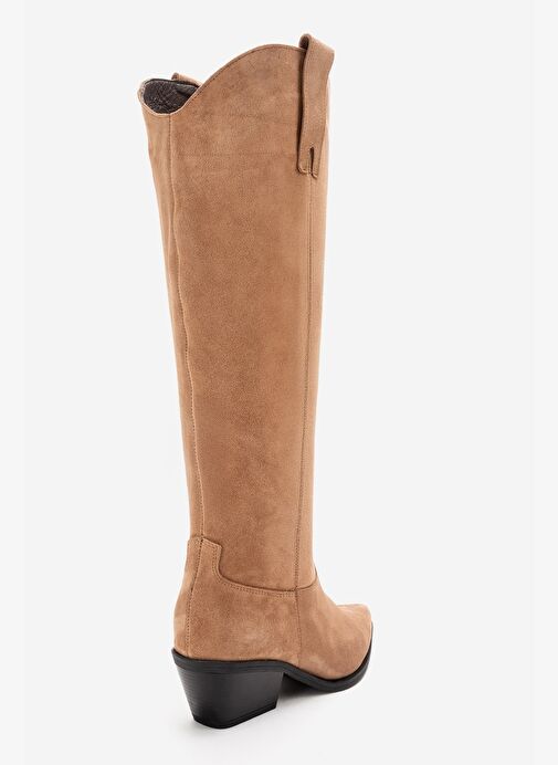 ANIA Toprak Süet Hakiki Deri Kadın Western Çizme - Görsel 8