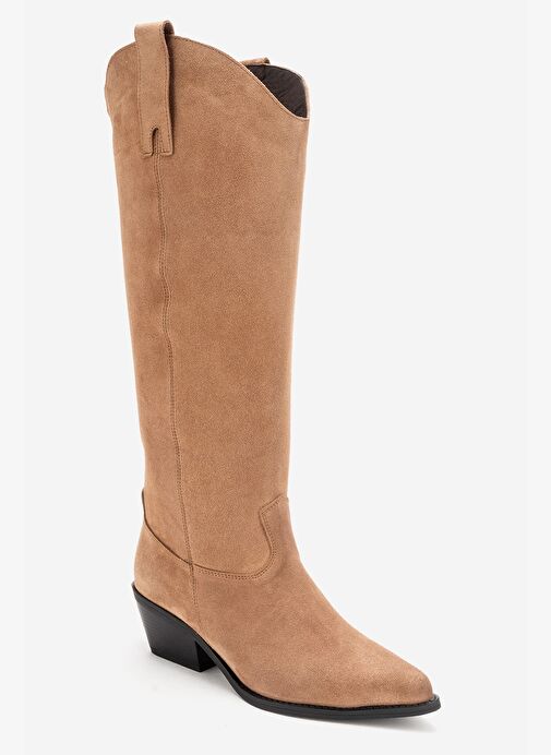 ANIA Toprak Süet Hakiki Deri Kadın Western Çizme - Görsel 9