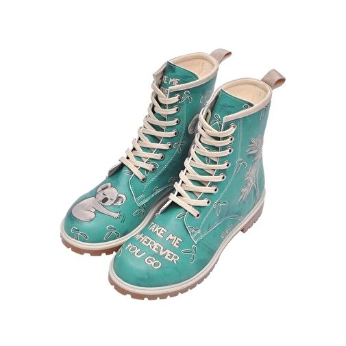 Kadın Vegan Deri Yeşil Uzun Bot - Koala Hug Tasarım - Görsel 2