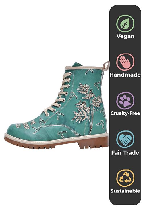 Kadın Vegan Deri Yeşil Uzun Bot - Koala Hug Tasarım - Görsel 3