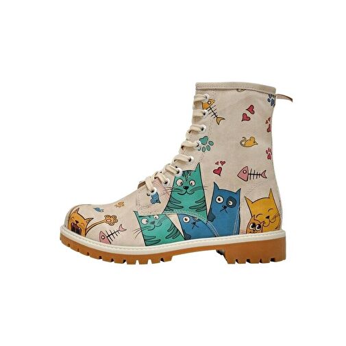 Kadın Vegan Deri Bej Uzun Bot - Cat Lovers Tasarım - Görsel 8