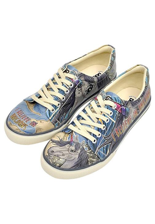 Kadın Vegan Deri Çok Renkli Sneakers - I Believe In Unicorns Tasarım - Görsel 2