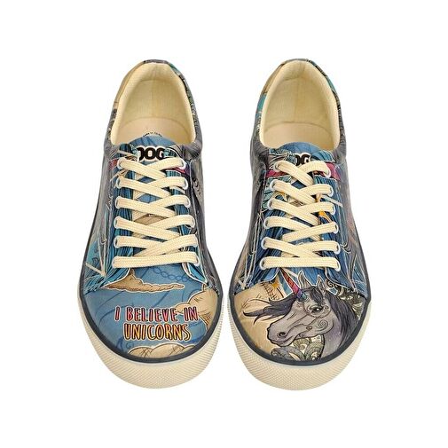Kadın Vegan Deri Çok Renkli Sneakers - I Believe In Unicorns Tasarım - Görsel 3