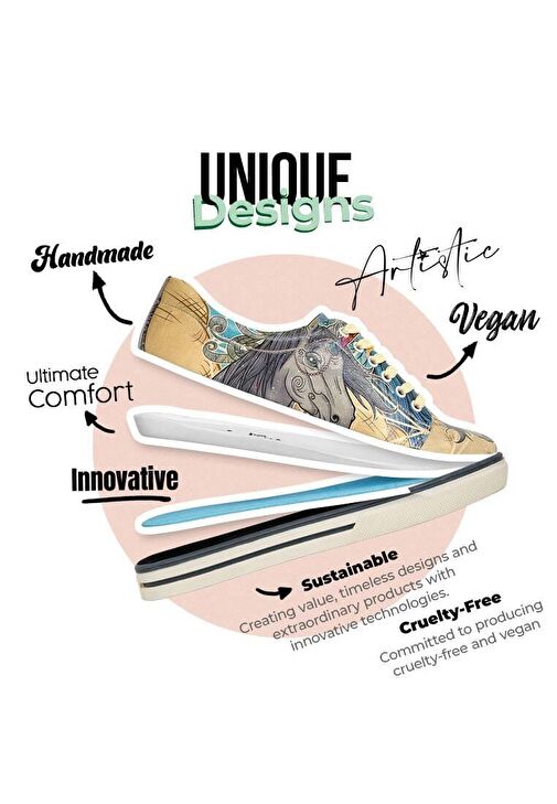 Kadın Vegan Deri Çok Renkli Sneakers - I Believe In Unicorns Tasarım - Görsel 4