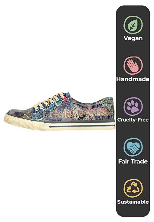 Kadın Vegan Deri Çok Renkli Sneakers - I Believe In Unicorns Tasarım - Görsel 5