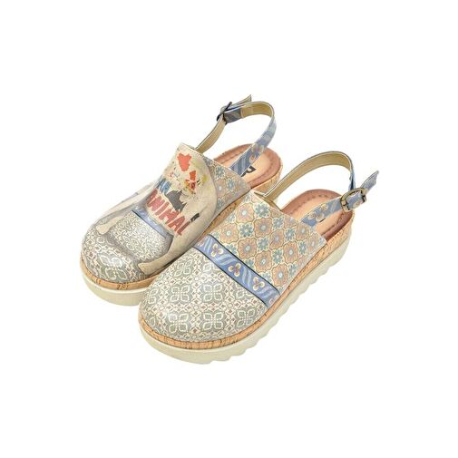 Kadın Vegan Deri Çok Renkli Kalın Taban Sandalet - Urban Animal Tasarım - Görsel 2