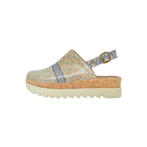 Kadın Vegan Deri Çok Renkli Kalın Taban Sandalet - Urban Animal Tasarım - Görsel 5