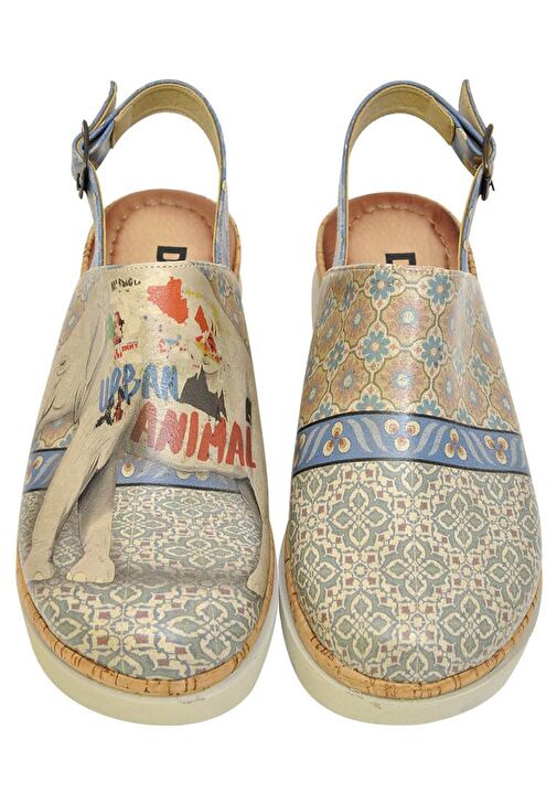 Kadın Vegan Deri Çok Renkli Kalın Taban Sandalet - Urban Animal Tasarım - Görsel 8