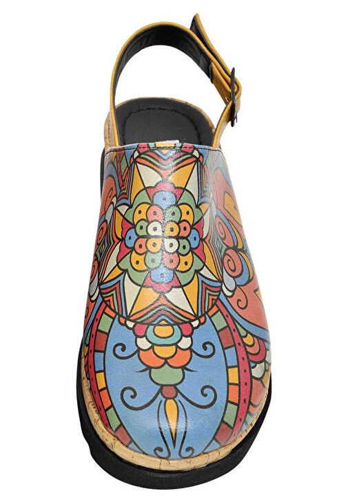 Kadın Vegan Deri Turuncu Kalın Taban Sandalet - India Tasarım - Görsel 9