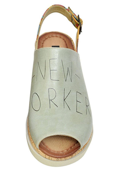 Kadın Vegan Deri Mavi Kalın Taban Sandalet - Manhattan Tasarım - Görsel 9