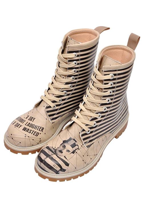 Kadın Vegan Deri Bej Uzun Bot - C.Chaplin Tasarım - Görsel 2