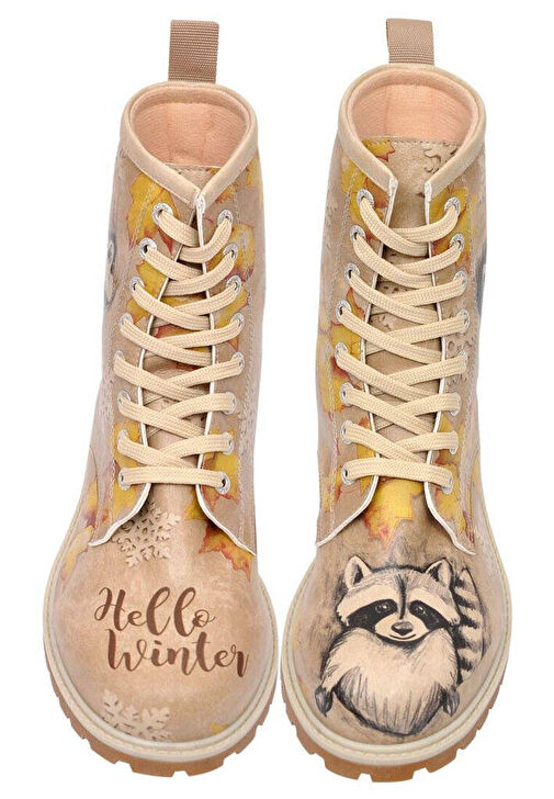 Kadın Vegan Deri Bej Uzun Bot - Raccoon Tasarım - Görsel 5