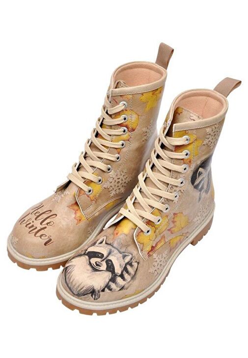 Kadın Vegan Deri Bej Uzun Bot - Raccoon Tasarım - Görsel 6