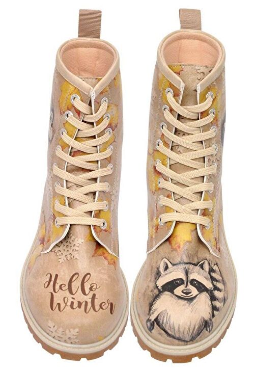 Kadın Vegan Deri Bej Uzun Bot - Raccoon Tasarım - Görsel 8