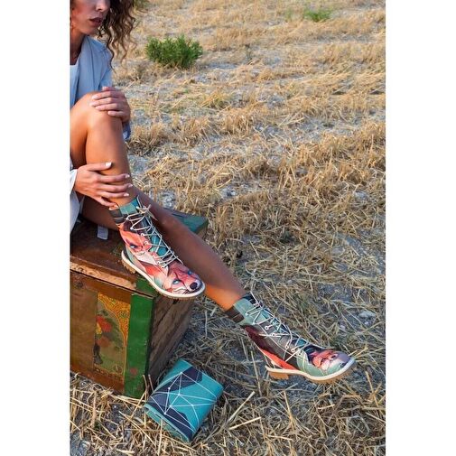 Kadın Vegan Deri Çok Renkli Uzun bot - Red Fox Tasarım - Görsel 6