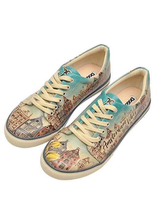 Kadın Vegan Deri Çok Renkli Sneakers - Amsterdam Vibes Tasarım - Görsel 2