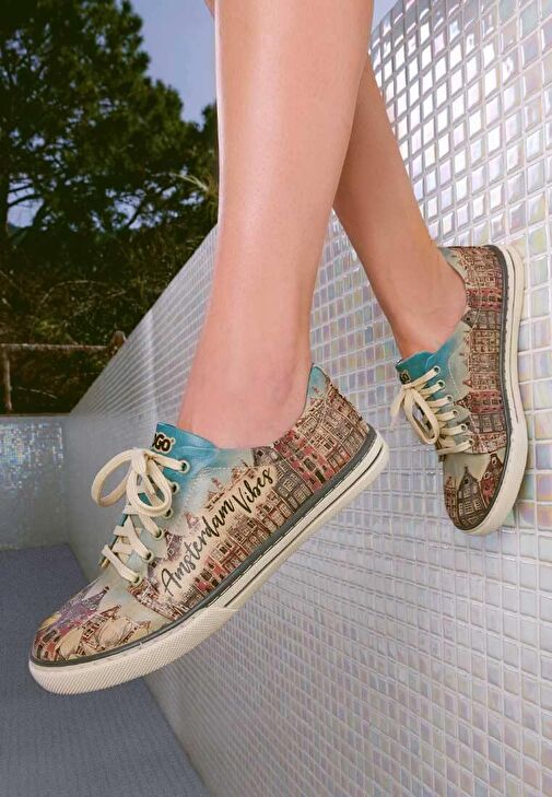 Kadın Vegan Deri Çok Renkli Sneakers - Amsterdam Vibes Tasarım - Görsel 3