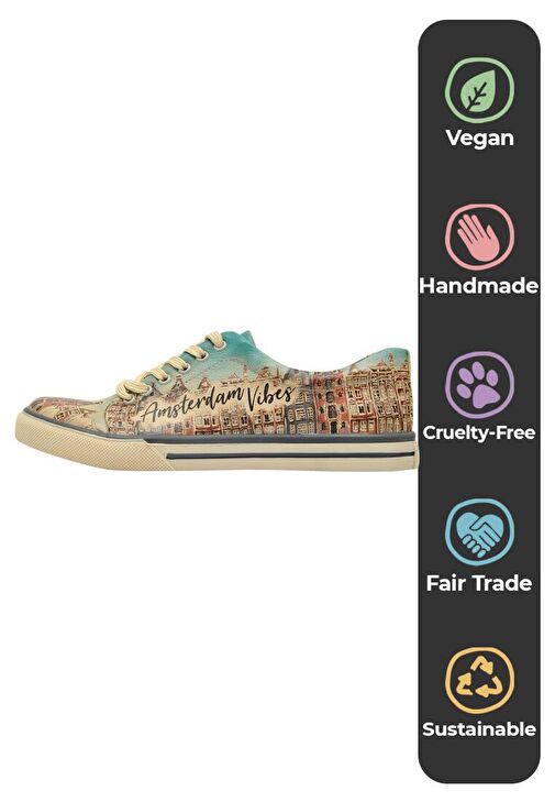 Kadın Vegan Deri Çok Renkli Sneakers - Amsterdam Vibes Tasarım - Görsel 6