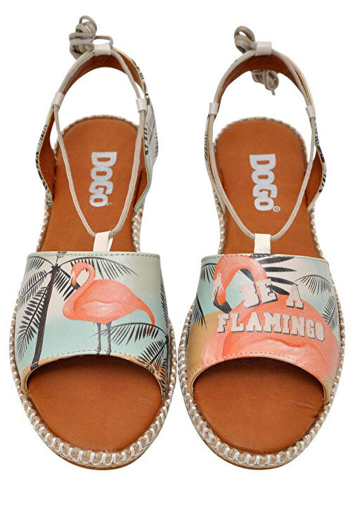 Kadın Vegan Deri Çok Renkli Bağcıklı Sandalet - Be a Flamingo Tasarım - Görsel 3