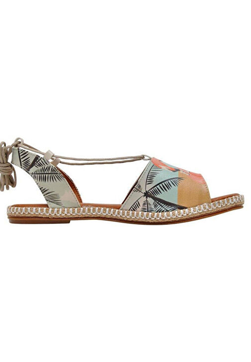 Kadın Vegan Deri Çok Renkli Bağcıklı Sandalet - Be a Flamingo Tasarım - Görsel 7