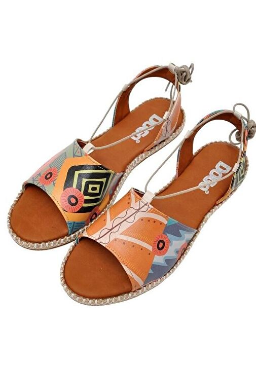Kadın Vegan Deri Turuncu Bağcıklı Sandalet - Welcome to the Tribe Tasarım - Görsel 4