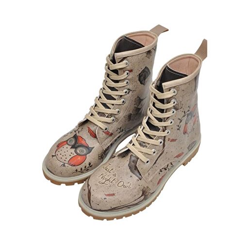 Kadın Vegan Deri Gri Uzun Bot - Night Owl Tasarım - Görsel 6