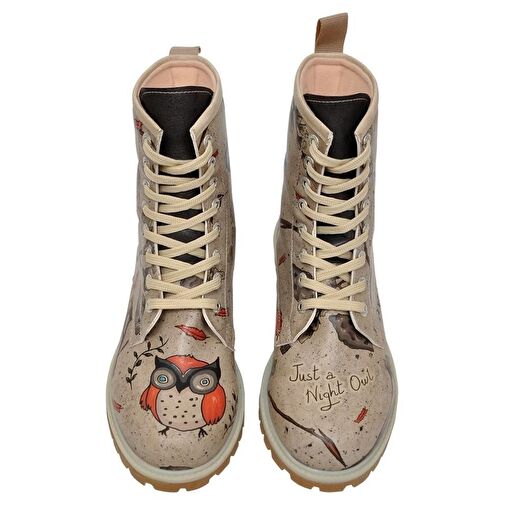 Kadın Vegan Deri Gri Uzun Bot - Night Owl Tasarım - Görsel 8