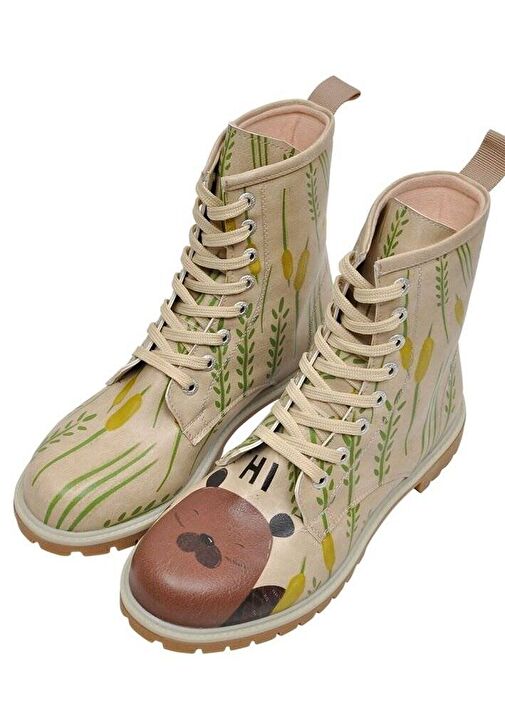 Kadın Vegan Deri Bej Uzun Bot - Hi Tasarım - Görsel 2