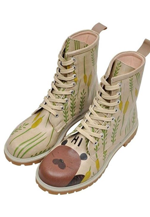 Kadın Vegan Deri Bej Uzun Bot - Hi Tasarım - Görsel 4