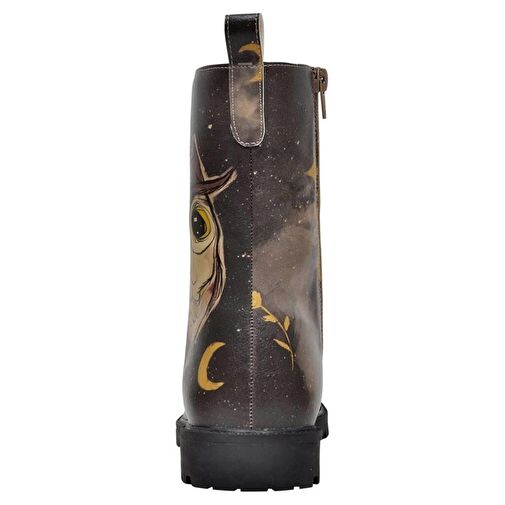 Kadın Vegan Deri Siyah Fermuarlı Uzun Bot - Owls Family Tasarım - Görsel 4