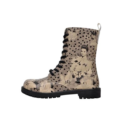 Kadın Vegan Deri Gri Fermuarlı Uzun Bot - Black Dress Tasarım - Görsel 6