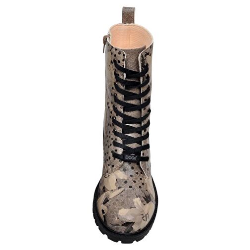 Kadın Vegan Deri Gri Fermuarlı Uzun Bot - Black Dress Tasarım - Görsel 9