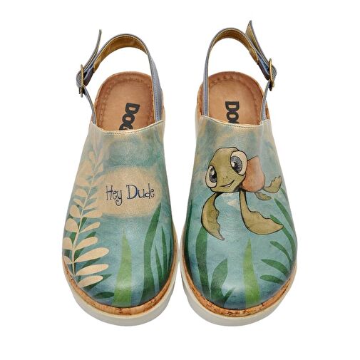 Kadın Vegan Deri Mavi Kalın Taban Sandalet - Caretta-Hey Dude Tasarım - Görsel 3