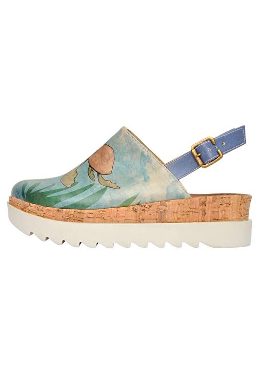 Kadın Vegan Deri Mavi Kalın Taban Sandalet - Caretta-Hey Dude Tasarım - Görsel 8