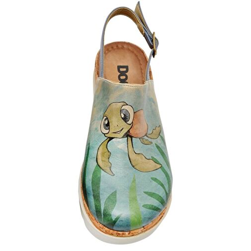 Kadın Vegan Deri Mavi Kalın Taban Sandalet - Caretta-Hey Dude Tasarım - Görsel 9