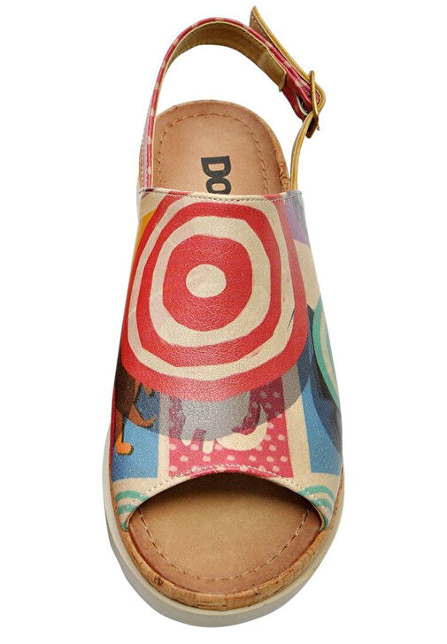 Kadın Vegan Deri Çok Renkli Kalın Taban Sandalet - Sun Days Tasarım - Görsel 9
