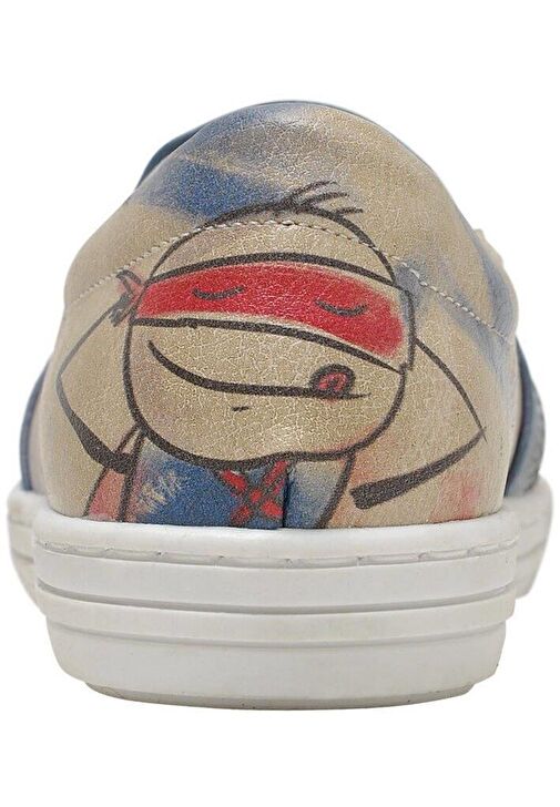 Çocuk Vegan Deri Bej Bağcıksız Sneakers - Superhero Boys Tasarım - Görsel 7