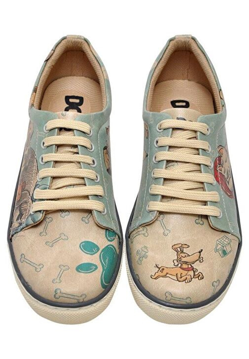 Erkek Vegan Deri Bej Sneakers - Lion King Tasarım - Görsel 2