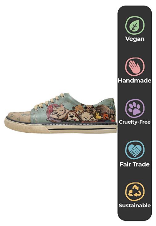 Erkek Vegan Deri Bej Sneakers - Lion King Tasarım - Görsel 3