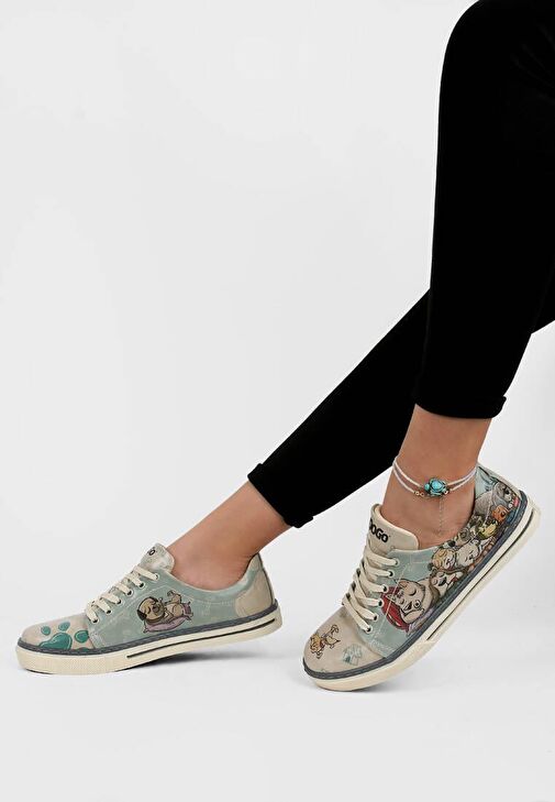 Erkek Vegan Deri Bej Sneakers - Lion King Tasarım - Görsel 4